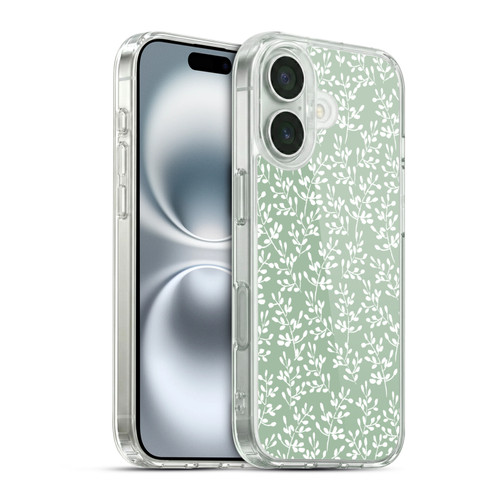Anis Illustration Mix Pattern Tiny Leaves Green Soft Gel Case for Apple iPhone 16 & MagSafe