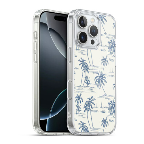 Anis Illustration Mix Pattern Blue Beach Bold Soft Gel Case for Apple iPhone 16 Pro & MagSafe