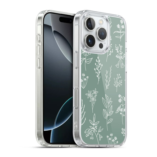 Anis Illustration Mix Pattern Little Patagonian Sage Green Soft Gel Case for Apple iPhone 16 Pro & MagSafe