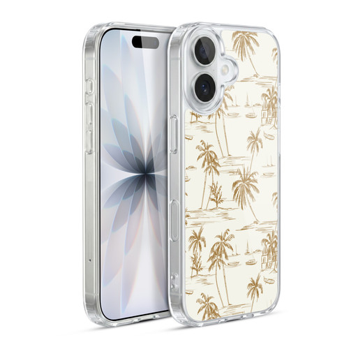 Anis Illustration Mix Pattern Beach Beige Gold Soft Gel Case for Apple iPhone 17