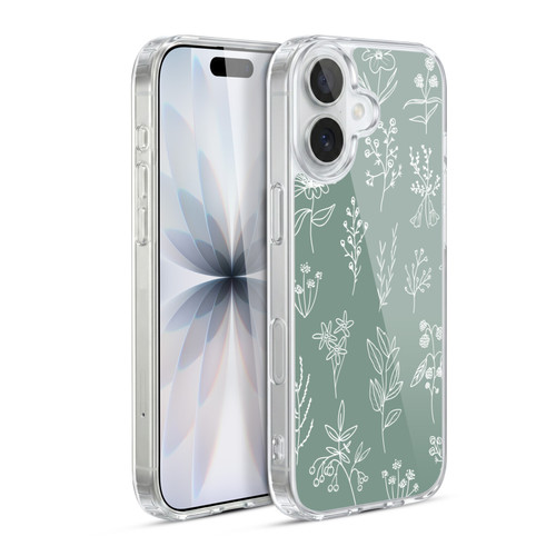 Anis Illustration Mix Pattern Little Patagonian Sage Green Soft Gel Case for Apple iPhone 17