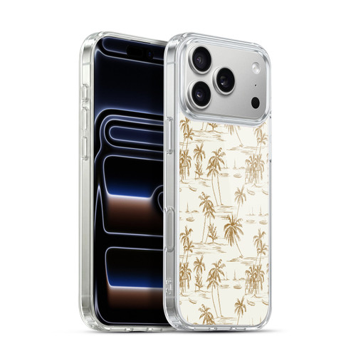 Anis Illustration Mix Pattern Beach Beige Gold Soft Gel Case for Apple iPhone 17 Pro Max