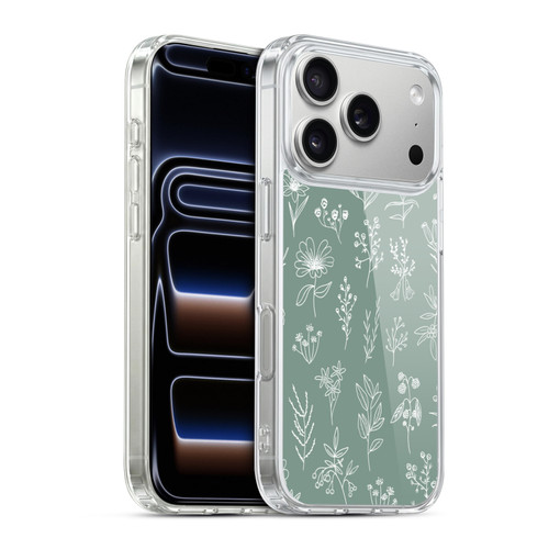 Anis Illustration Mix Pattern Little Patagonian Sage Green Soft Gel Case for Apple iPhone 17 Pro
