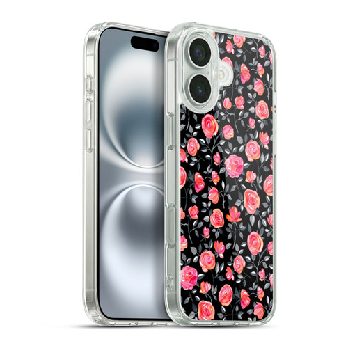 Micklyn Le Feuvre Florals Roses on Black Soft Gel Case for Apple iPhone 16 Plus & MagSafe