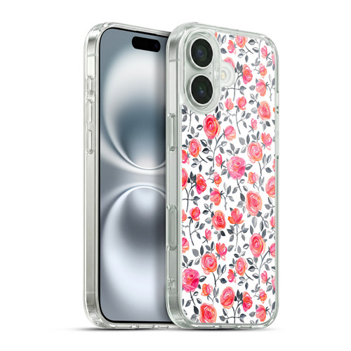 Micklyn Le Feuvre Florals Roses on White Soft Gel Case for Apple iPhone 16 Plus & MagSafe