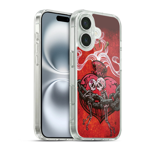 David Lozeau Colourful Grunge Skull With Heart Soft Gel Case for Apple iPhone 16 & MagSafe