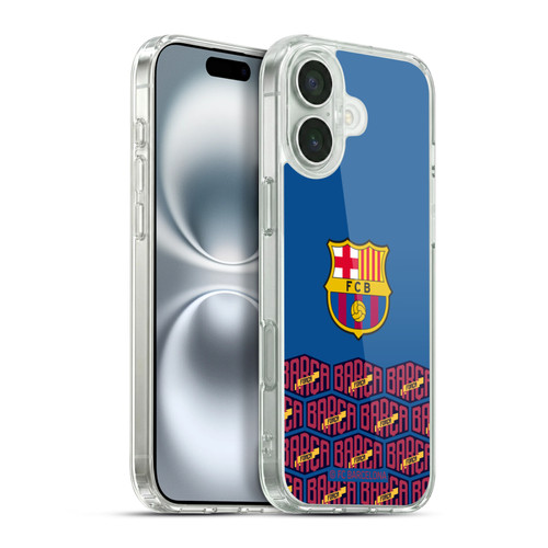 FC Barcelona Forca Barca Logo And Pattern Soft Gel Case for Apple iPhone 16 Plus & MagSafe
