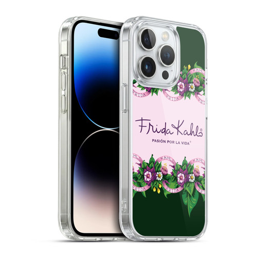 Frida Kahlo Purple Florals Border Soft Gel Case for Apple iPhone 13 Pro & MagSafe