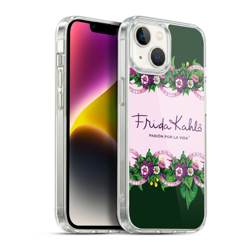Frida Kahlo Purple Florals Border Soft Gel Case for Apple iPhone 14