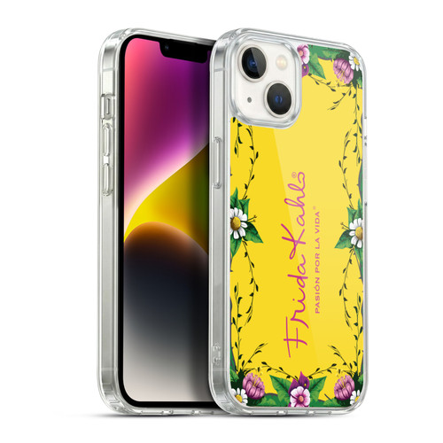 Frida Kahlo Purple Florals Frame Soft Gel Case for Apple iPhone 14 Plus & MagSafe