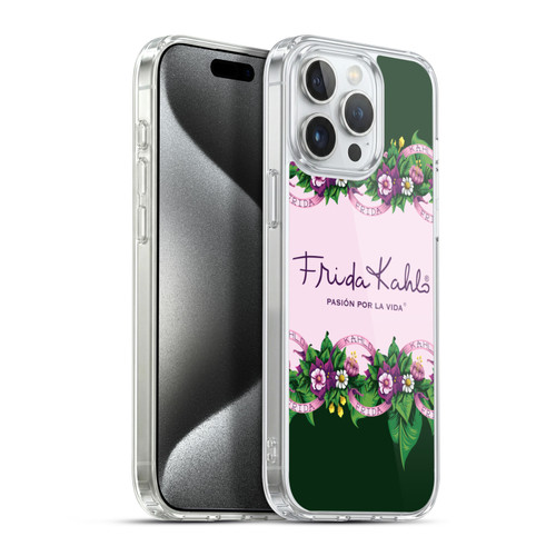 Frida Kahlo Purple Florals Border Soft Gel Case for Apple iPhone 15 Pro Max & MagSafe
