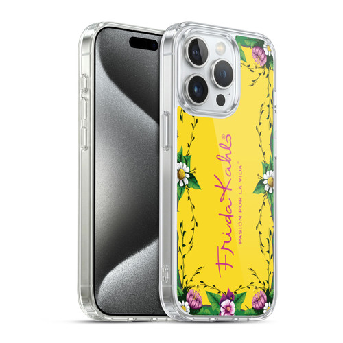 Frida Kahlo Purple Florals Frame Soft Gel Case for Apple iPhone 15 Pro & MagSafe