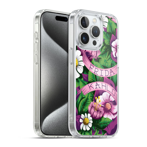 Frida Kahlo Purple Florals Lace Soft Gel Case for Apple iPhone 15 Pro & MagSafe
