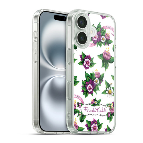 Frida Kahlo Purple Florals Pattern Soft Gel Case for Apple iPhone 16 & MagSafe