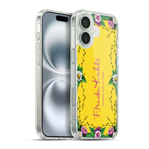 Frida Kahlo Purple Florals Frame Soft Gel Case for Apple iPhone 16 Plus & MagSafe