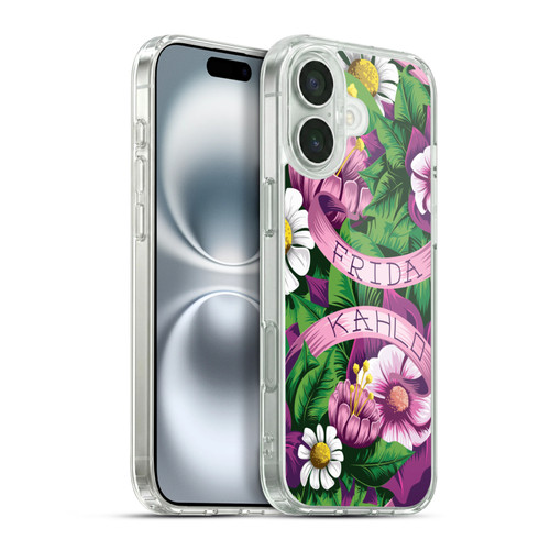 Frida Kahlo Purple Florals Lace Soft Gel Case for Apple iPhone 16 Plus & MagSafe