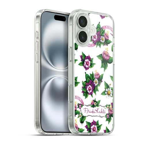 Frida Kahlo Purple Florals Pattern Soft Gel Case for Apple iPhone 16 Plus & MagSafe