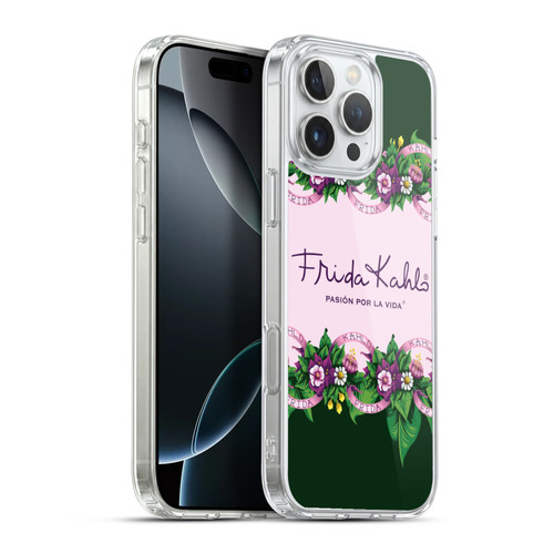 Frida Kahlo Purple Florals Border Soft Gel Case for Apple iPhone 16 Pro Max & MagSafe