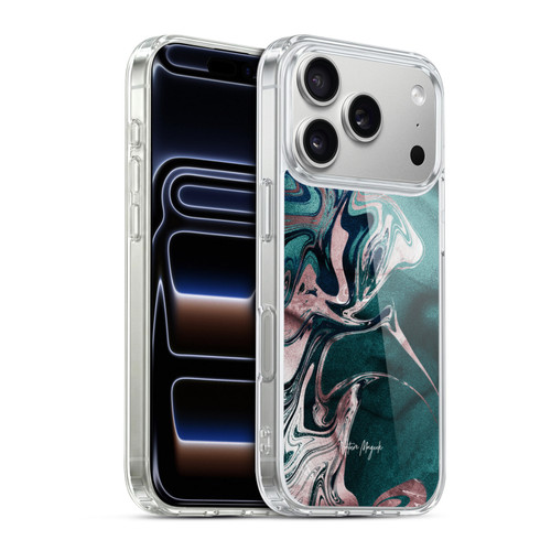 Nature Magick Luxe Gold Marble Metallic Teal Soft Gel Case for Apple iPhone 17 Pro