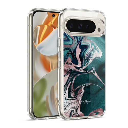 Nature Magick Luxe Gold Marble Metallic Teal Soft Gel Case for Google Pixel 9 / Pixel 9 Pro