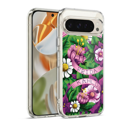 Frida Kahlo Purple Florals Lace Soft Gel Case for Google Pixel 9 / Pixel 9 Pro