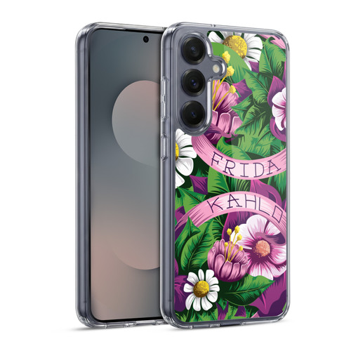Frida Kahlo Purple Florals Lace Soft Gel Case for Samsung Galaxy S25 & MagSafe