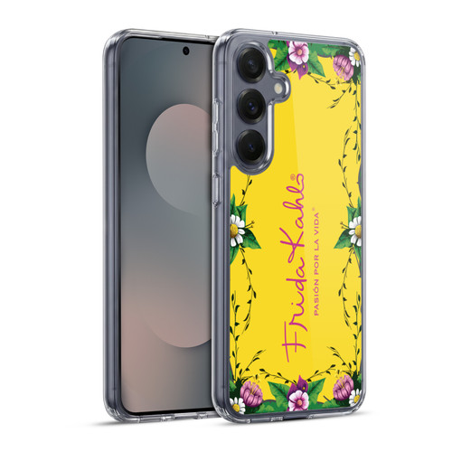 Frida Kahlo Purple Florals Frame Soft Gel Case for Samsung Galaxy S25+ & MagSafe