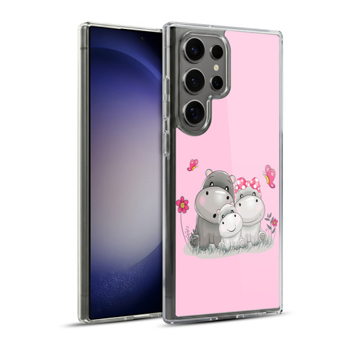 Haroulita Forest Hippo Family Soft Gel Case for Samsung Galaxy S23 Ultra 5G & MagSafe