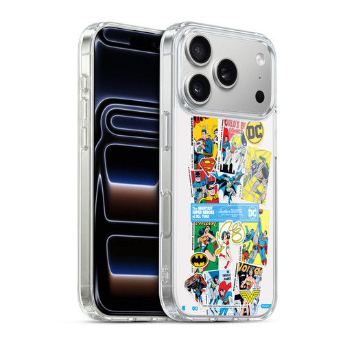 Justice League DC Comics 90th Anniversary Sticker Collage Soft Gel Case for Apple iPhone 17 Pro