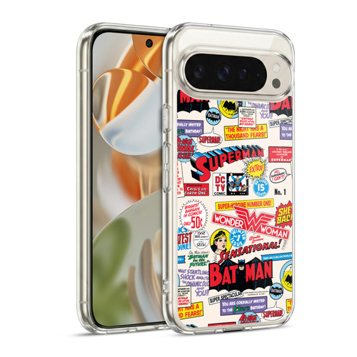 Justice League DC Comics 90th Anniversary Logo Pattern Soft Gel Case for Google Pixel 9 / Pixel 9 Pro