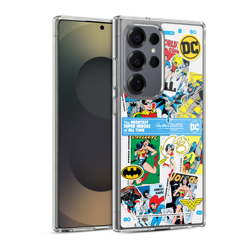 Justice League DC Comics 90th Anniversary Sticker Collage Soft Gel Case for Samsung Galaxy S25 Ultra & MagSafe