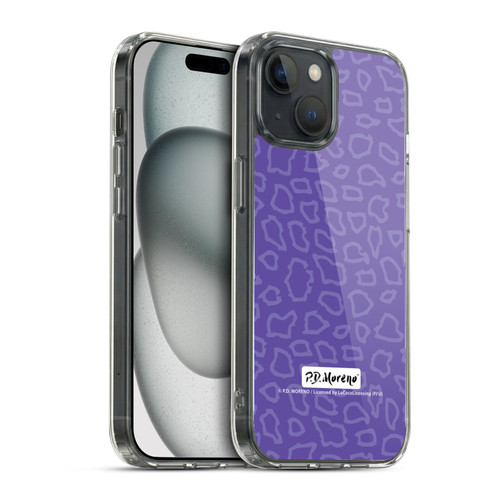 P.D. Moreno Patterns Purple Leopard Soft Gel Case for Apple iPhone 15 & MagSafe