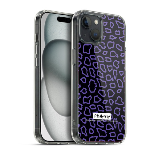 P.D. Moreno Patterns Black Purple Soft Gel Case for Apple iPhone 15 Plus & MagSafe