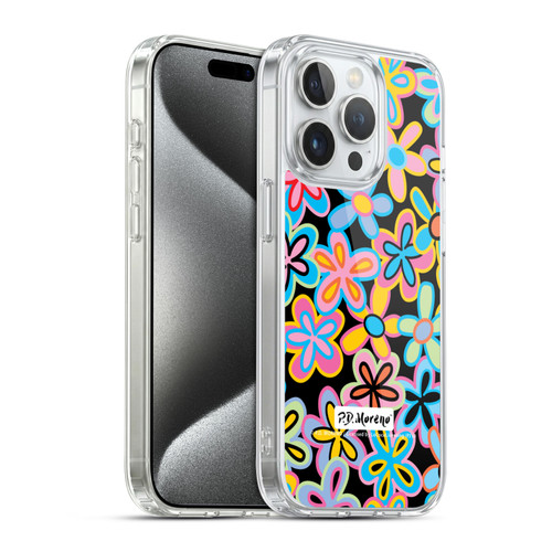 P.D. Moreno Patterns Retro Flowers Soft Gel Case for Apple iPhone 15 Pro & MagSafe