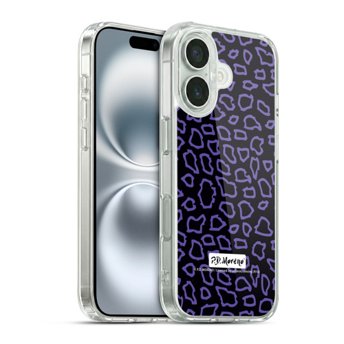 P.D. Moreno Patterns Black Purple Soft Gel Case for Apple iPhone 16 & MagSafe