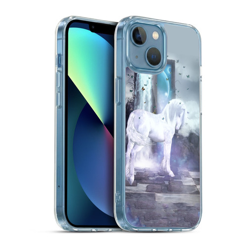 Simone Gatterwe Pegasus And Unicorns Silver Unicorn Soft Gel Case for Apple iPhone 13 Mini & MagSafe