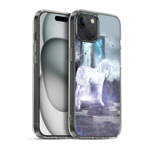 Simone Gatterwe Pegasus And Unicorns Silver Unicorn Soft Gel Case for Apple iPhone 15 Plus & MagSafe