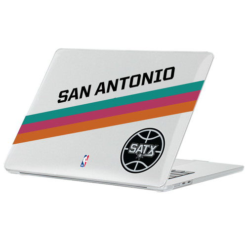 NBA San Antonio Spurs Logo Black Fiesta Design Text Clear Hard Crystal Armour Laptop Case for Apple MacBook Air 13.6" A2681/A3113/A3240 2022/2024/2025