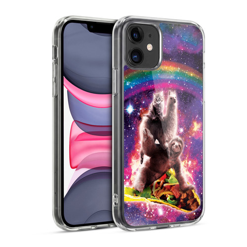 Random Galaxy Animals Space Cat Llama Sloth On Taco Soft Gel Case for Apple iPhone 11
