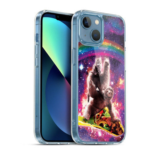 Random Galaxy Animals Space Cat Llama Sloth On Taco Soft Gel Case for Apple iPhone 13 Mini & MagSafe