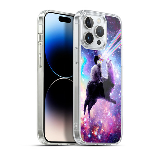 Random Galaxy Animals Laser Space Cat Riding Llama Soft Gel Case for Apple iPhone 13 Pro Max & MagSafe
