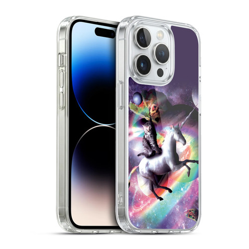 Random Galaxy Animals Space Cat Riding Unicorn Soft Gel Case for Apple iPhone 13 Pro & MagSafe