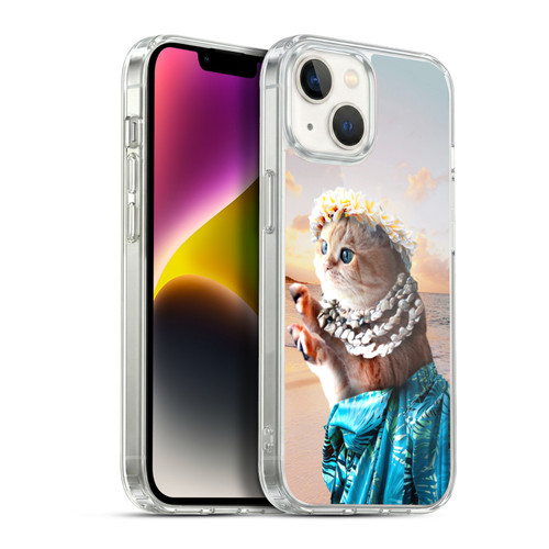 Random Galaxy Animals Aloha Hawaiian Cat Soft Gel Case for Apple iPhone 14