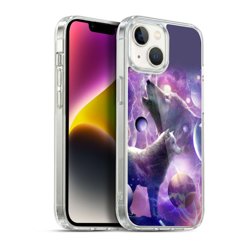 Random Galaxy Animals Cosmic Wolf Space Soft Gel Case for Apple iPhone 14