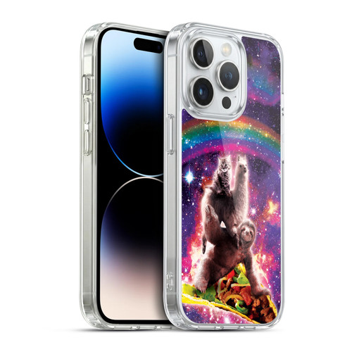 Random Galaxy Animals Space Cat Llama Sloth On Taco Soft Gel Case for Apple iPhone 14 Pro & MagSafe