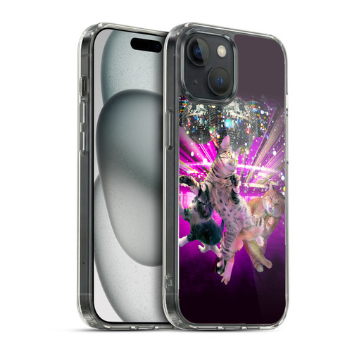 Random Galaxy Animals Disco Dancing Cat Soft Gel Case for Apple iPhone 15 & MagSafe