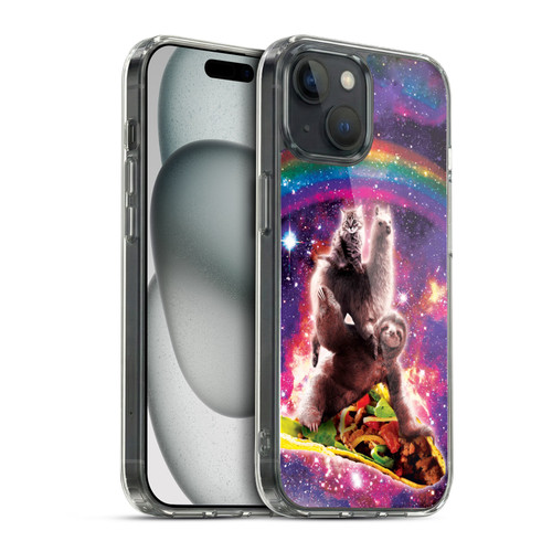 Random Galaxy Animals Space Cat Llama Sloth On Taco Soft Gel Case for Apple iPhone 15 & MagSafe