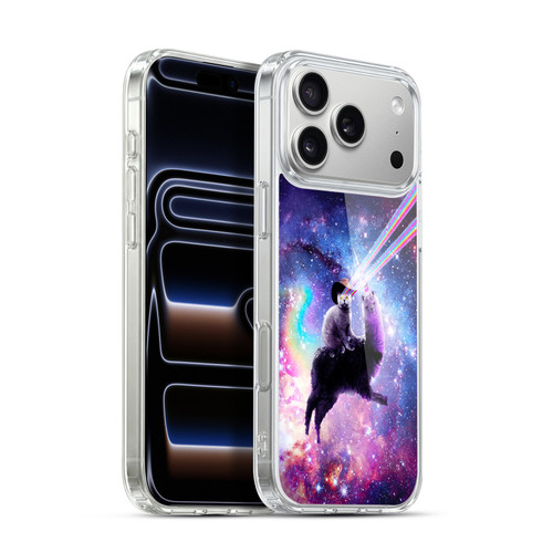 Random Galaxy Animals Laser Space Cat Riding Llama Soft Gel Case for Apple iPhone 17 Pro Max