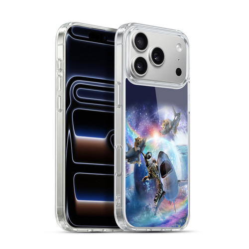 Random Galaxy Animals Space Cat Riding Shark Soft Gel Case for Apple iPhone 17 Pro Max