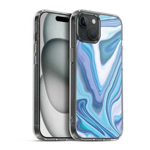 Suzan Lind Marble Dark Blue Pastel Soft Gel Case for Apple iPhone 15 Plus & MagSafe